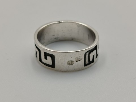 Stary srebrny damski pierścionek/obrączka wzór GRECKI r.7/8 srebro VINTAGE