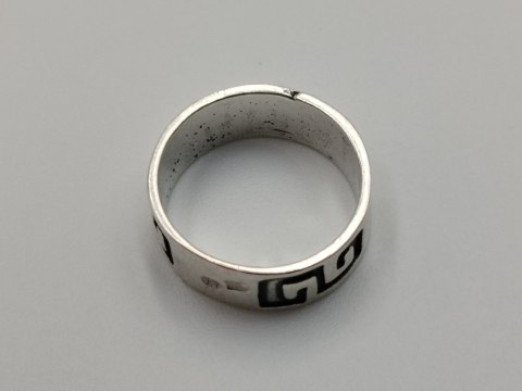 Stary srebrny damski pierścionek/obrączka wzór GRECKI r.7/8 srebro VINTAGE