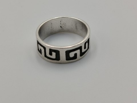 Stary srebrny damski pierścionek/obrączka wzór GRECKI r.7/8 srebro VINTAGE