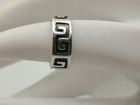 Stary srebrny damski pierścionek/obrączka wzór GRECKI r.7/8 srebro VINTAGE