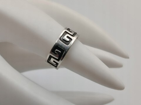 Stary srebrny damski pierścionek/obrączka wzór GRECKI r.7/8 srebro VINTAGE