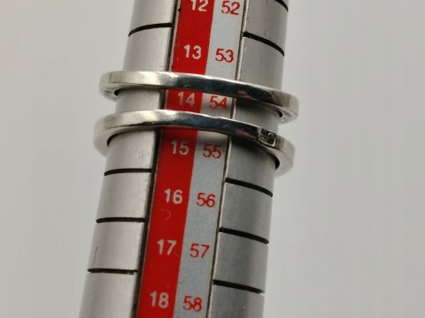 Stary srebrny pierścionek/obrączka ażurowa CYRKONIE r.14 srebro 925 VINTAGE