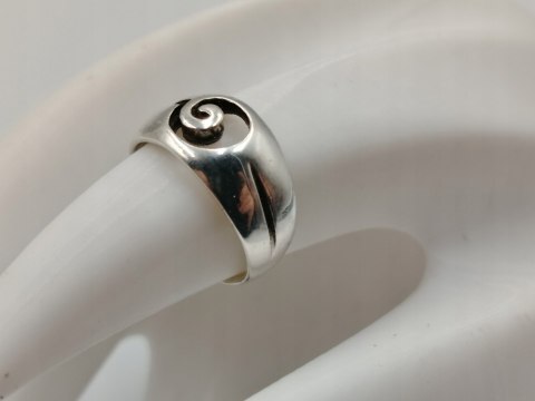 Stary srebrny pierścionek/obrączka ażurowa ŚLIMAK r. 11 srebro VINTAGE