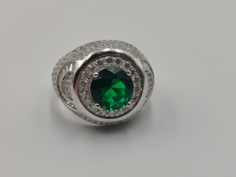 Bajeczny srebrny damski pierścionek CYRKONIE r. 23 srebro 925 biżuteria