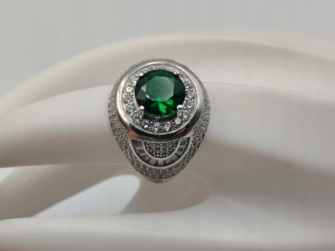 Bajeczny srebrny damski pierścionek CYRKONIE r. 23 srebro 925 biżuteria