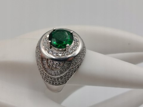 Bajeczny srebrny damski pierścionek CYRKONIE r. 23 srebro 925 biżuteria