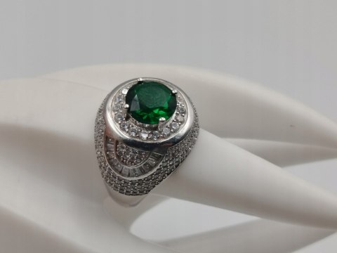 Bajeczny srebrny damski pierścionek CYRKONIE r. 23 srebro 925 biżuteria