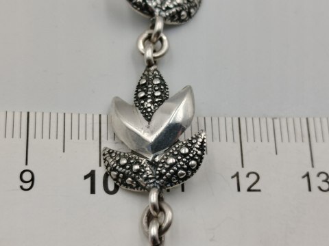 Piękna stara srebrna damska bransoletka LIŚĆIE srebro 925 biżuteria VINTAGE