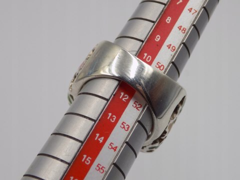 Piękny srebrny damski pierścionek AŻUROWY EMALIA roz. 11 biżuteria VINTAGE