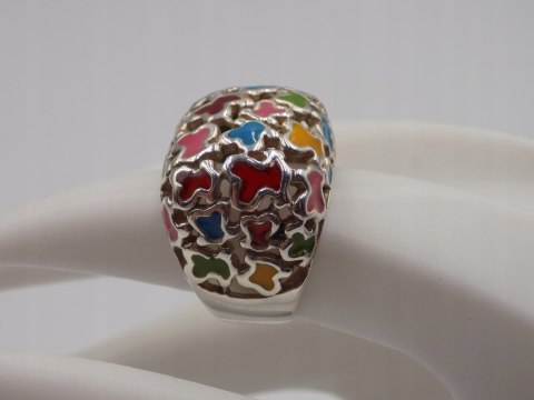 Piękny srebrny damski pierścionek AŻUROWY EMALIA roz. 11 biżuteria VINTAGE