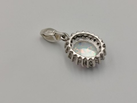 Piękny srebrny damski wisiorek/zawieszka OPAL CYRKONIE biżuteria srebro 925