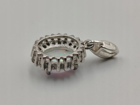 Piękny srebrny damski wisiorek/zawieszka OPAL CYRKONIE biżuteria srebro 925