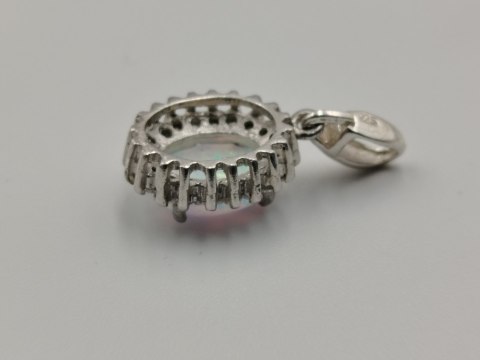 Piękny srebrny damski wisiorek/zawieszka OPAL CYRKONIE biżuteria srebro 925