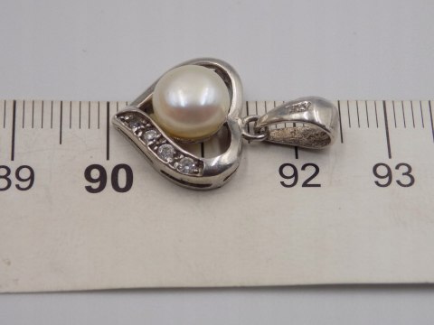 Piękny srebrny damski wisiorek/zawieszka SERCE PERŁA biżuteria VINTAGE