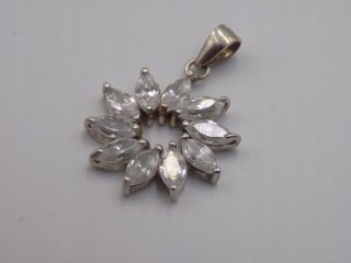 Piękny srebrny wisiorek/zawieszka KWIAT CYRKONIE srebro biżuteria VINTAGE