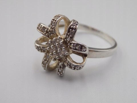 Piękny stary srebrny damski pierścionek CYRKONIE roz. 17 biżuteria VINTAGE