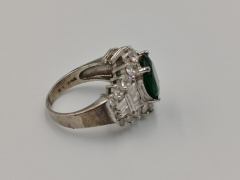 Piękny stary srebrny damski pierścionek THAILAND cyrkonie r.17/18 biżuteria