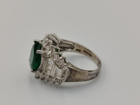 Piękny stary srebrny damski pierścionek THAILAND cyrkonie r.17/18 biżuteria