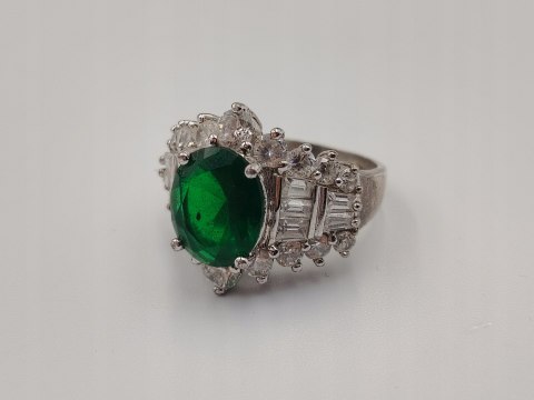 Piękny stary srebrny damski pierścionek THAILAND cyrkonie r.17/18 biżuteria