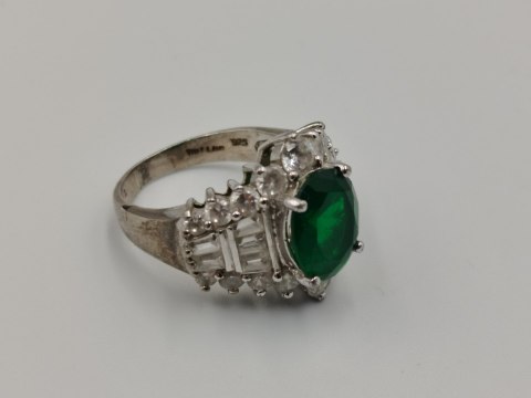 Piękny stary srebrny damski pierścionek THAILAND cyrkonie r.17/18 biżuteria