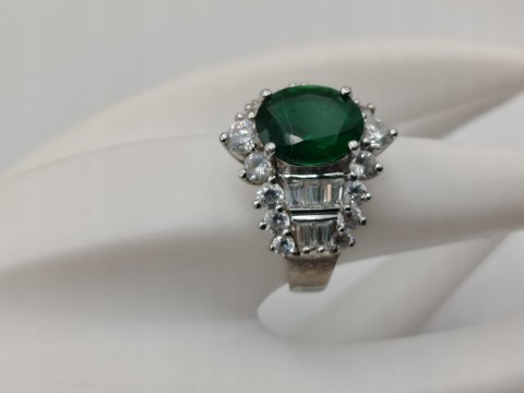 Piękny stary srebrny damski pierścionek THAILAND cyrkonie r.17/18 biżuteria