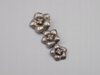 Piękny stary srebrny damski wisiorek/zawieszka KWIATY CYRKONIE biżuteria