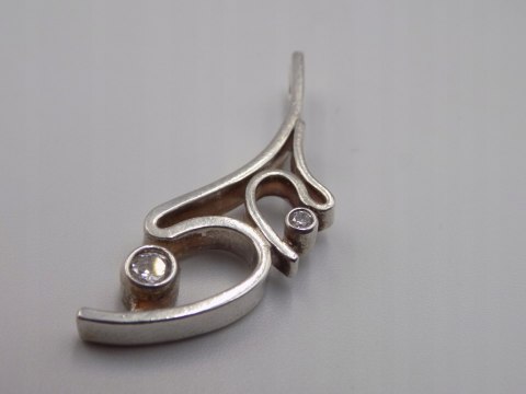 Piękny stary srebrny wisiorek/zawieszka CYRKONIE srebro biżuteria VINTAGE