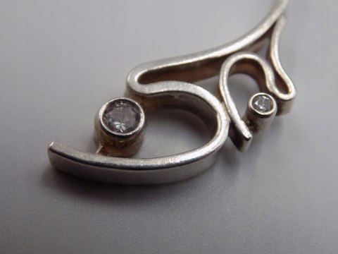 Piękny stary srebrny wisiorek/zawieszka CYRKONIE srebro biżuteria VINTAGE