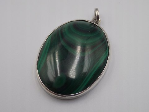 Piękny stary srebrny wisiorek/zawieszka MALACHIT srebro biżuteria VINTAGE