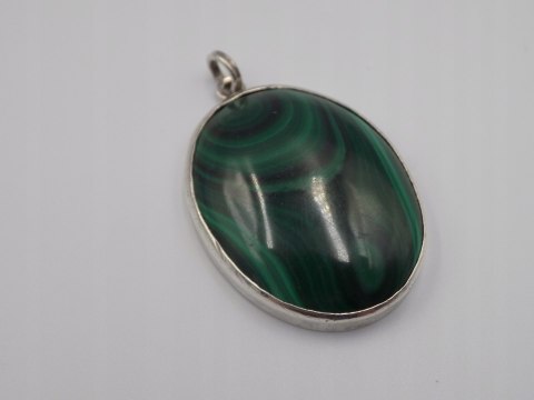 Piękny stary srebrny wisiorek/zawieszka MALACHIT srebro biżuteria VINTAGE