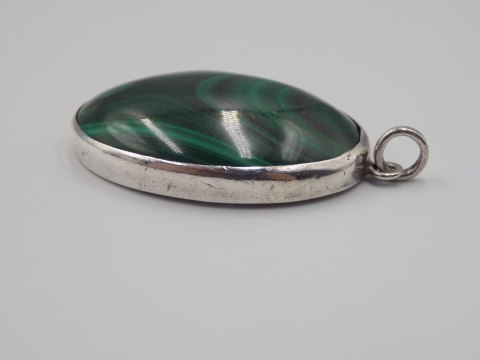 Piękny stary srebrny wisiorek/zawieszka MALACHIT srebro biżuteria VINTAGE