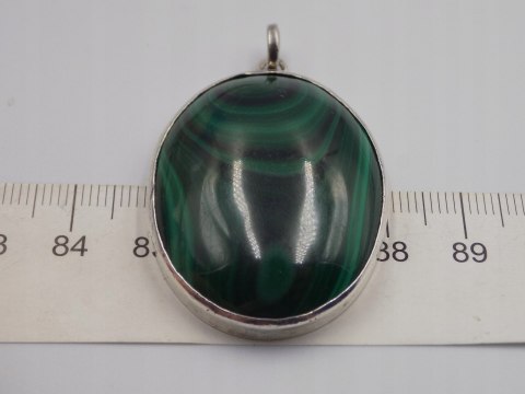 Piękny stary srebrny wisiorek/zawieszka MALACHIT srebro biżuteria VINTAGE