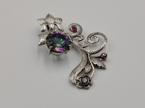 Srebrny damski wisiorek/zawieszka TOPAZ MISTYCZNY GRANATY VINTAGE biżuteria
