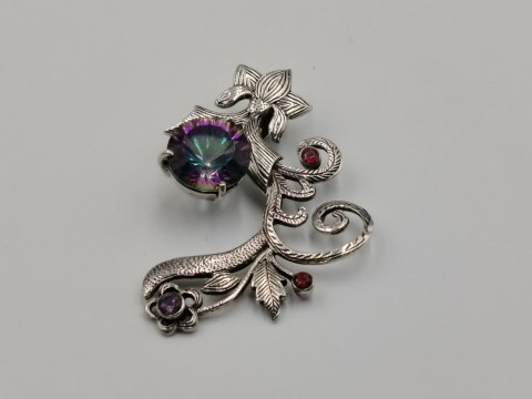 Srebrny damski wisiorek/zawieszka TOPAZ MISTYCZNY GRANATY VINTAGE biżuteria