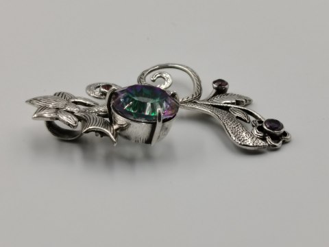 Srebrny damski wisiorek/zawieszka TOPAZ MISTYCZNY GRANATY VINTAGE biżuteria