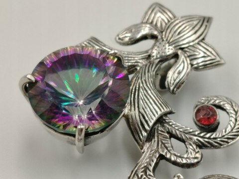 Srebrny damski wisiorek/zawieszka TOPAZ MISTYCZNY GRANATY VINTAGE biżuteria