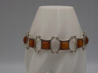 Stara srebrna damska bransoletka BURSZTYN - srebro 925 - biżuteria VINTAGE