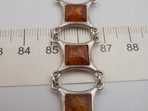 Stara srebrna damska bransoletka BURSZTYN - srebro 925 - biżuteria VINTAGE