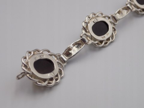 Stara srebrna damska bransoletka BURSZTYN - srebro 925 - biżuteria VINTAGE