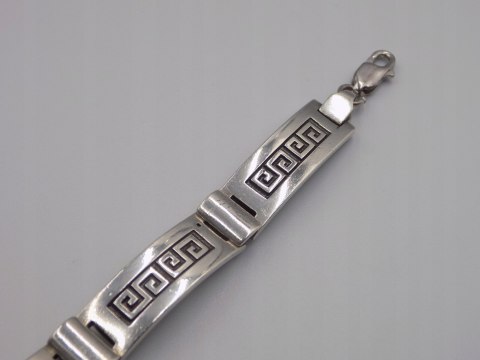 Stara srebrna damska bransoletka wzór grecki srebro 925 - biżuteria VINTAGE