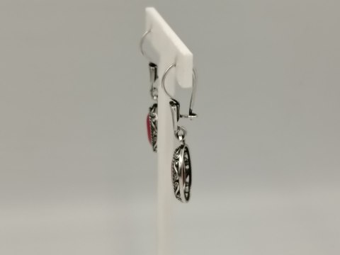 Stare piękne srebrne kolczyki ażurowe ART GRAW OWAL KORAL biżuteria VINTAGE