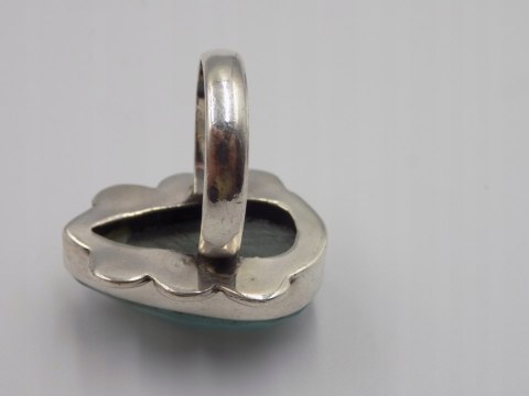 Stary duży srebrny damski pierścionek CHALCEDON AQUA r.17 biżuteria VINTAGE