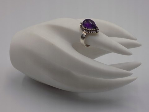 Stary piękny srebrny damski pierścionek AMETYST roz. 15 biżuteria VINTAGE