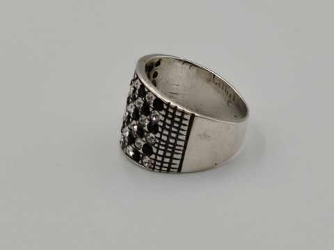 Stary piękny srebrny pierścionek/obrączka CYRKONIE r. 12 srebro 925 VINTAGE