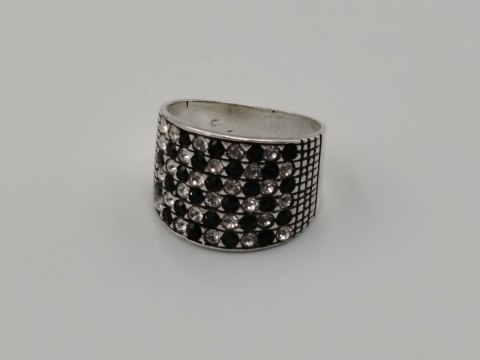 Stary piękny srebrny pierścionek/obrączka CYRKONIE r. 12 srebro 925 VINTAGE