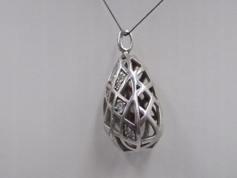 Stary srebrny damski ażurowy wisiorek/zawieszka CYRKONIE biżuteria VINTAGE