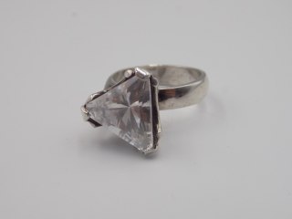 Stary srebrny damski pierścionek CYRKONIA roz.12 srebro biżuteria VINTAGE