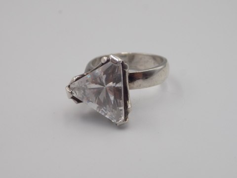 Stary srebrny damski pierścionek CYRKONIA roz.12 srebro biżuteria VINTAGE