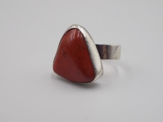 Stary srebrny damski pierścionek JASPIS CZERWONY roz. 12 biżuteria VINTAGE
