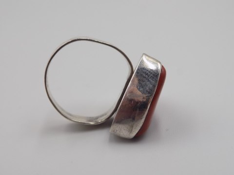 Stary srebrny damski pierścionek JASPIS CZERWONY roz. 12 biżuteria VINTAGE